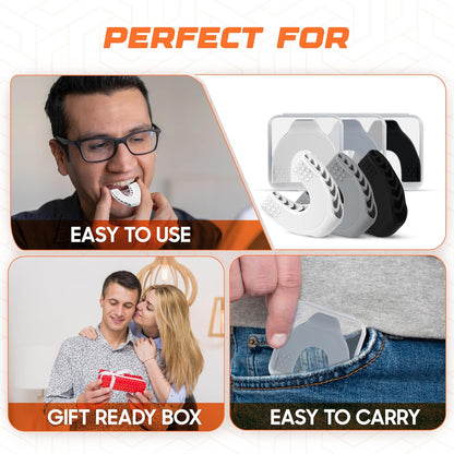 Premium Jaw Exerciser for Men & Women | 3 Resistance Levels, Silicone Jaw Trainer | Strengthen Jaw, Face & Neck Muscles, Reduce Stress & Cravings, Enhance Jawline & Chewing Power